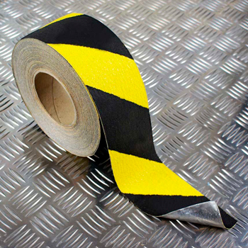 Противоскользящая формуемая лента на гибкой алюминиевой подложке (ЧЕРНО-ЖЕЛТАЯ, 100 мм x 18,3 м)